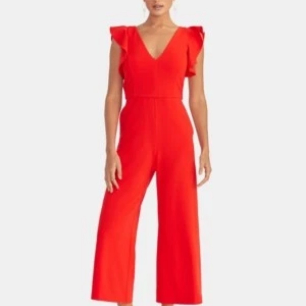 NWT Rachel Red Jumpsuit with Ruffle Sleeves NWT